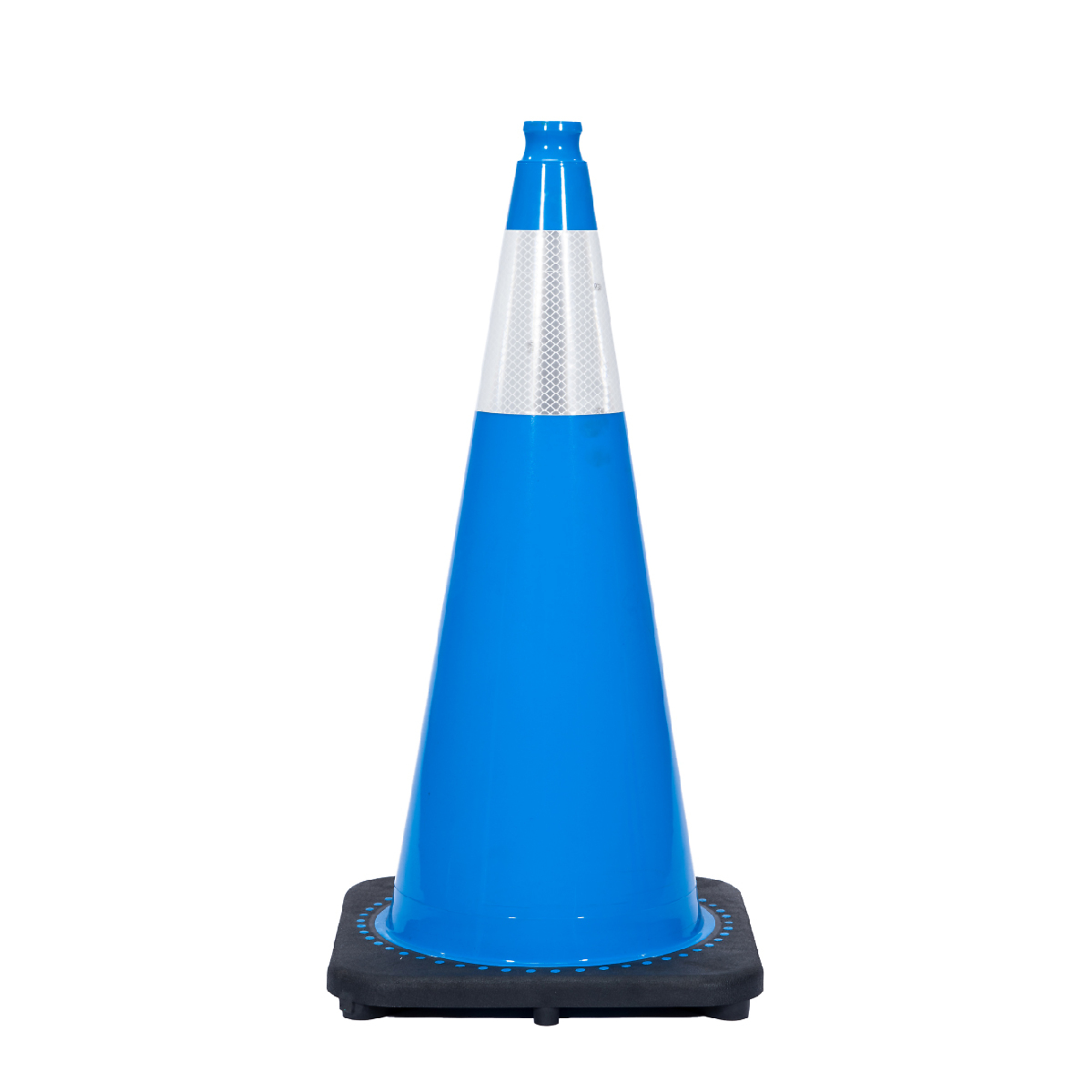 JBC REVOLUTION SERIES 28" Wide Body 7 Lb. Sky Blue Traffic Cone With Black Base, Includes 6" Upper Reflective Collar, Model # RS70032C-SB+6